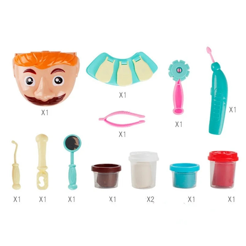Child Pretend Play toys educational Doctor Toys dentists tooth filling teeth color clay plastic mold set birthday gift boy girl
