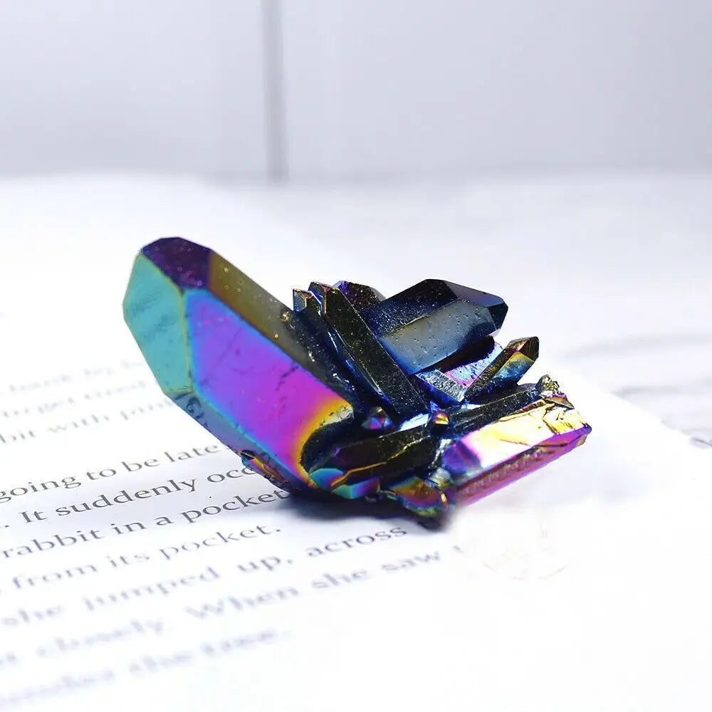 Rainbow Titanium Rough Grinding Quartz Healing Crystals Stone Ornaments Crystal Cluster Specimen Mineral Reiki Stone