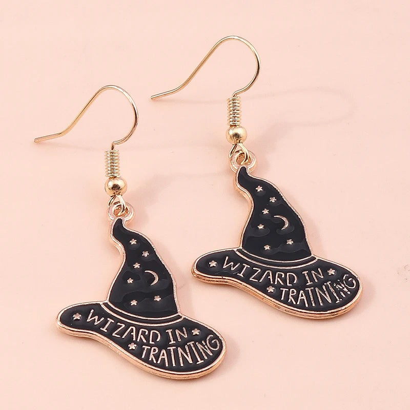 Aihua Fashion Halloween Earrings Enamel Ghost Skeleton Pumpkin Bat Spider Earrings For Women Halloween Night Party Jewelry Gifts