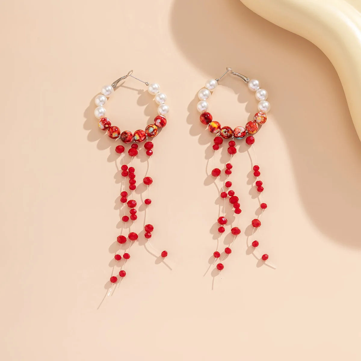 Gothic Blood Drop Fringe Necklace Choker Multi-colored Pearls Beaded Charm Fashion Halloween Party Jewelry Vampire Gifts for Her