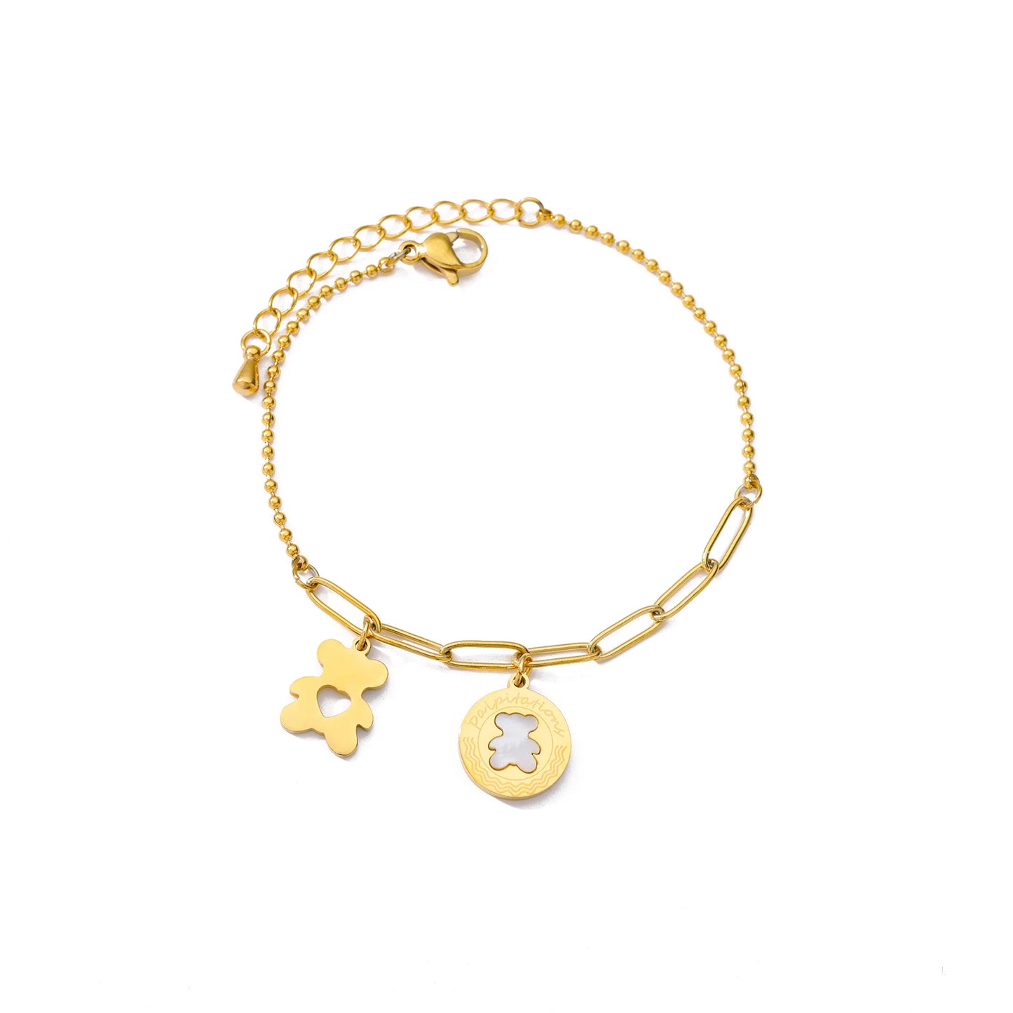 Teddy Bear Bracelet for Women Stainless Steel Italian Charm Bracelet femme Fashion Boho Summer Jewelry Gift pulseras mujer