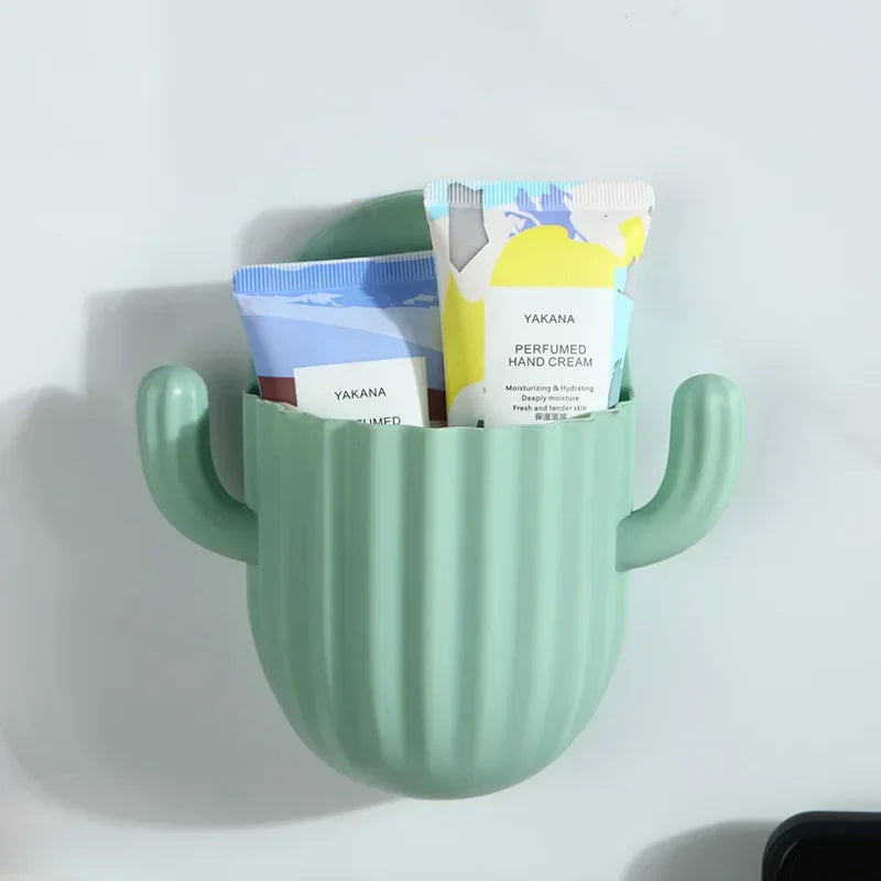 Cactus Toothbrush Holder Shelf Organizer Bathroom Household Items Bathroom Bathroom Shelves Drain