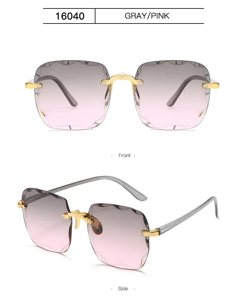 2023 New Rimless Women's Sunglasses Fashion Gradient Lenses Sun glasses Lady Vintage Alloy Legs Classic Designer Shades UV400