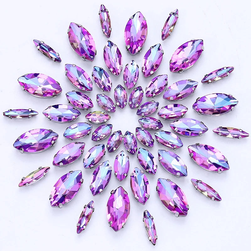 DUCrystal 50pcs/pack Mix Size Glass Crystal Sew On Rhinestones Flatback Rhinestones for Clothes Crafts Sewing Beads Decorations