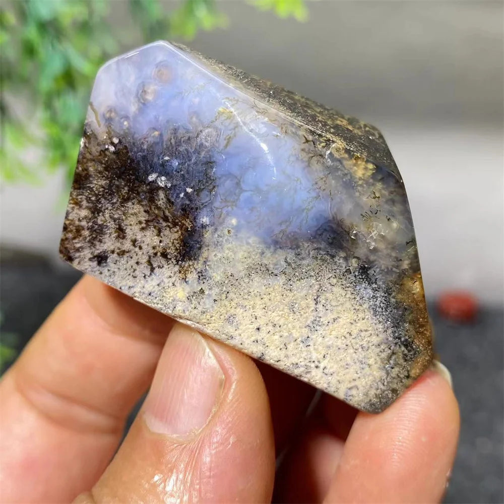 Crystal Natural Hair Agate Slab Polyhedron Quartz Minerals Home Decoration Stone Reiki High Quality Beauty Healing