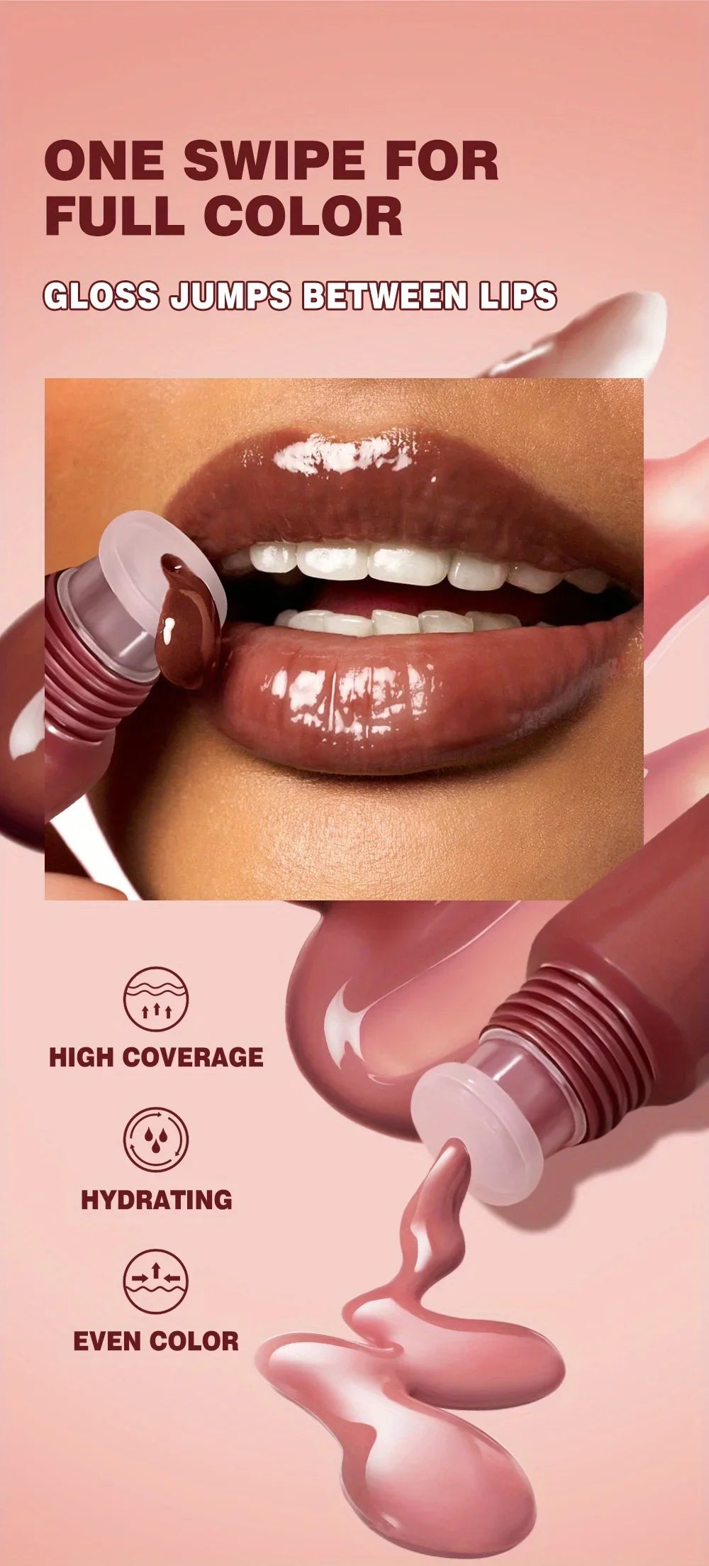 Colored lip gloss, liquid hydrating and moisturizing, light and shiny lip balm, water gloss lip glaze moisturizing lip milk.