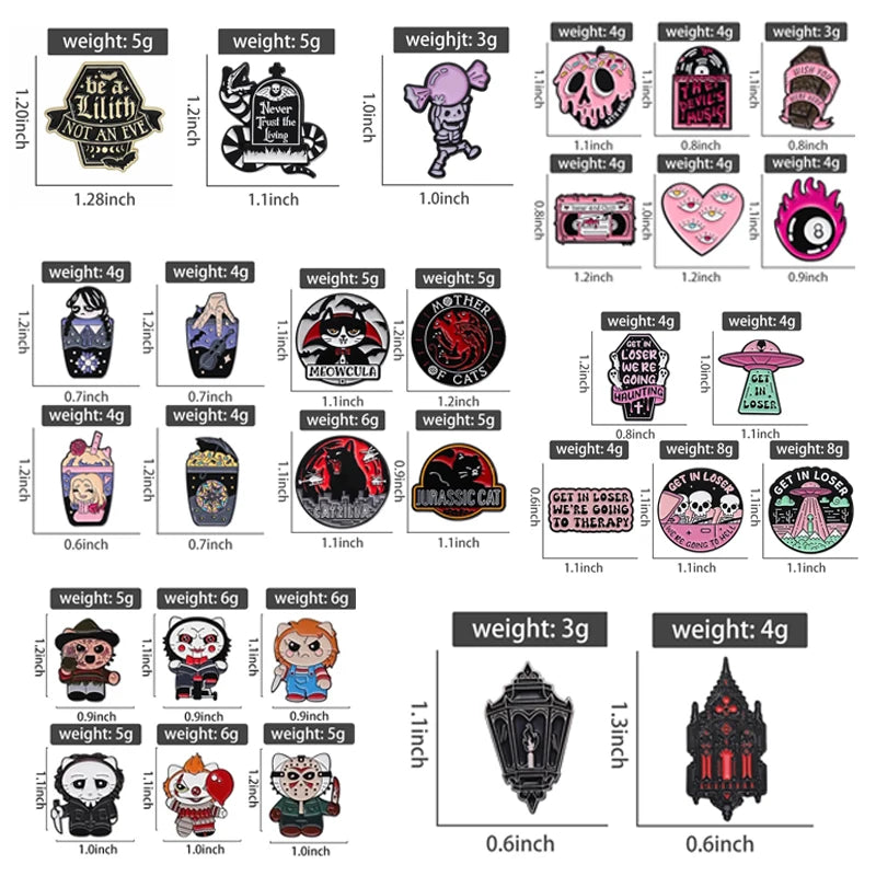 Halloween Horror Skull Enamel Pin Gothic Punk Grave Coffin Tomb Vampire Skeleton Brooches Lapel Badge Jewelry Gifts For Friends