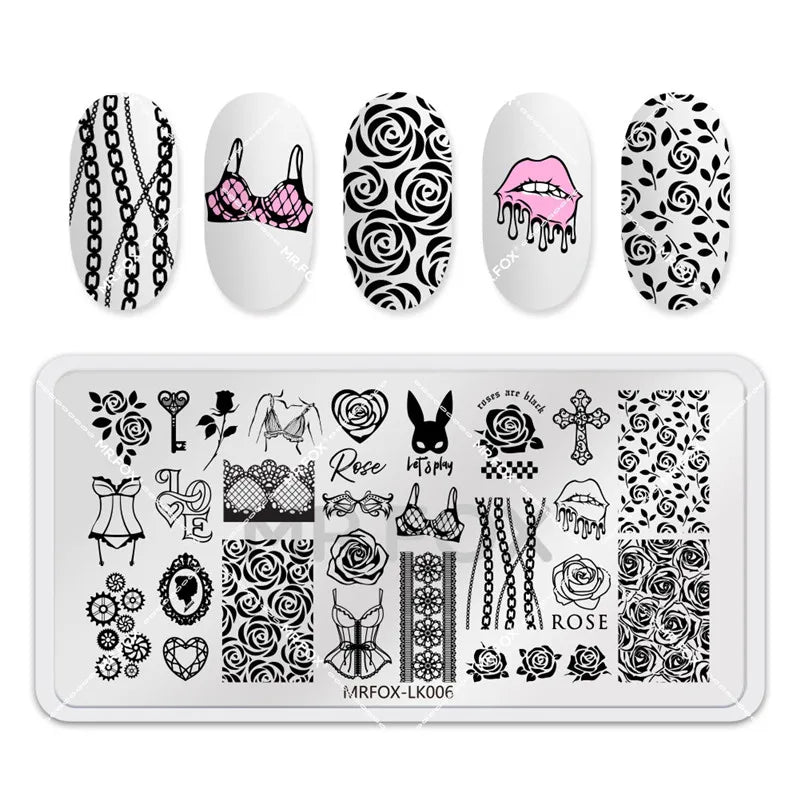 1PCS Halloween Nail Stamping Plates Rectangle Template Stencils Nail Art Stamp Image Plate Manicure Nail Print Tools