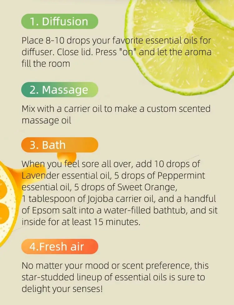 10ml Essential Oil with Dropper For Diffuser Natural Plant Lemon Grass Peppermint Rose Lavender Sandalwood Aroma Essential Oils