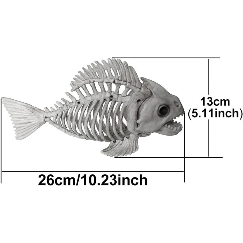 Halloween Animal Skeleton Bones Horror Piranha Fish Ornaments Creepy Decoration Props Party For Kids Gift