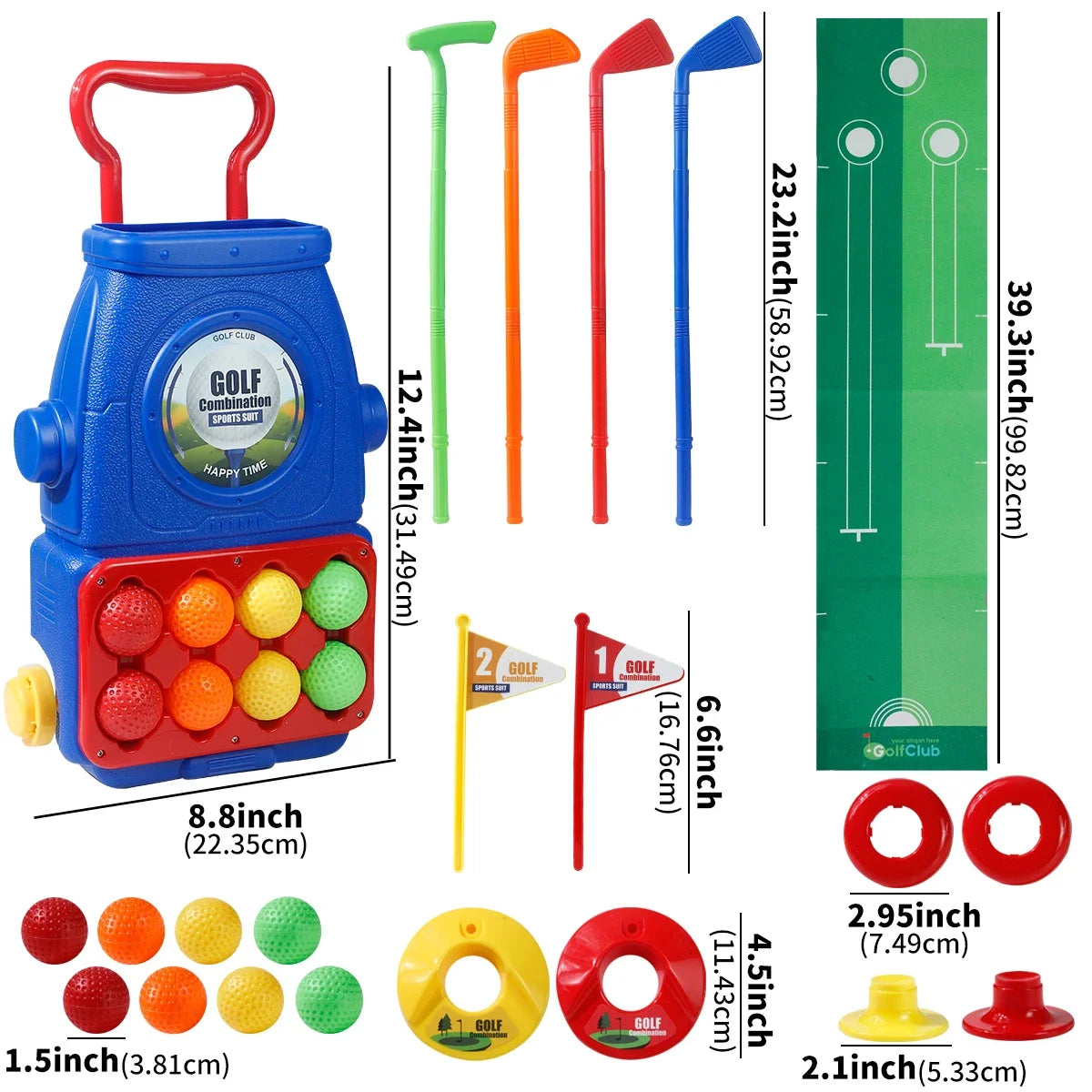 Upgraded Kids Golf Cart Toy with Golf Clubs,Balls,and Mat,Indoor&Outdoor Golf Toy,for Boy&Girls,Halloween/Christmas/Thanksgiving