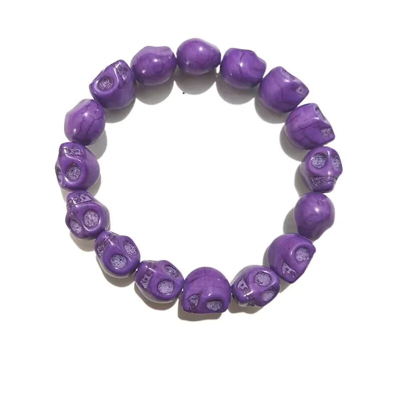 Gothic Lolita Cosplay Harajuku New cool girl skull punk hip hop white black skeleton Turquoise bracelet Halloween Cosplay props