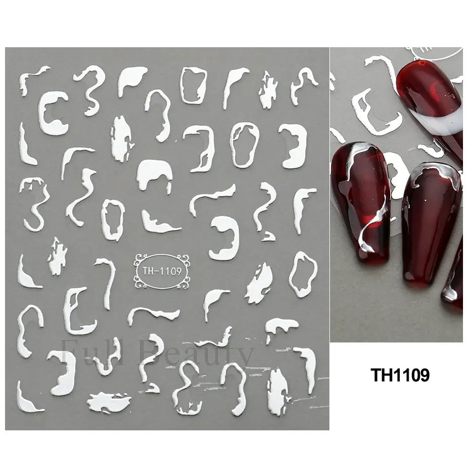 Nail Stickers Halloween Series Bat Skull Bone Ghost Pumpkin Pattern 3D Self Adhesive Decals For Nails Manicure Decoration LATH