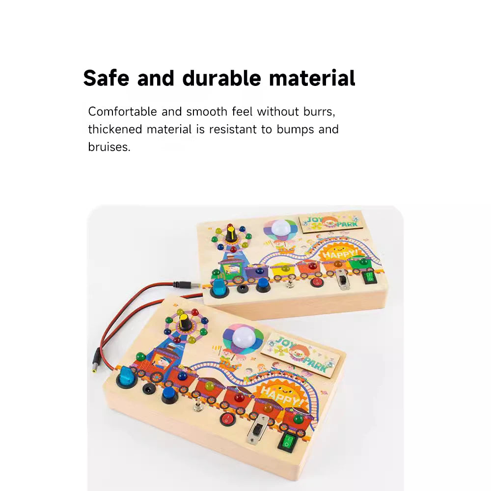 Montessori LED Busy Board Sensory Toys Children Early Education Colour Switch Cognize Toys Recognize Shapes  Objects Toys Gifts