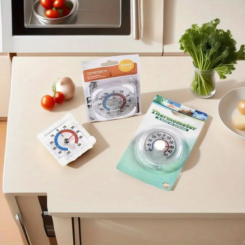 Household Pointer Thermometer, Portable Transparent Plastic Thermometer Circular Refrigerator Thermometer Temperature