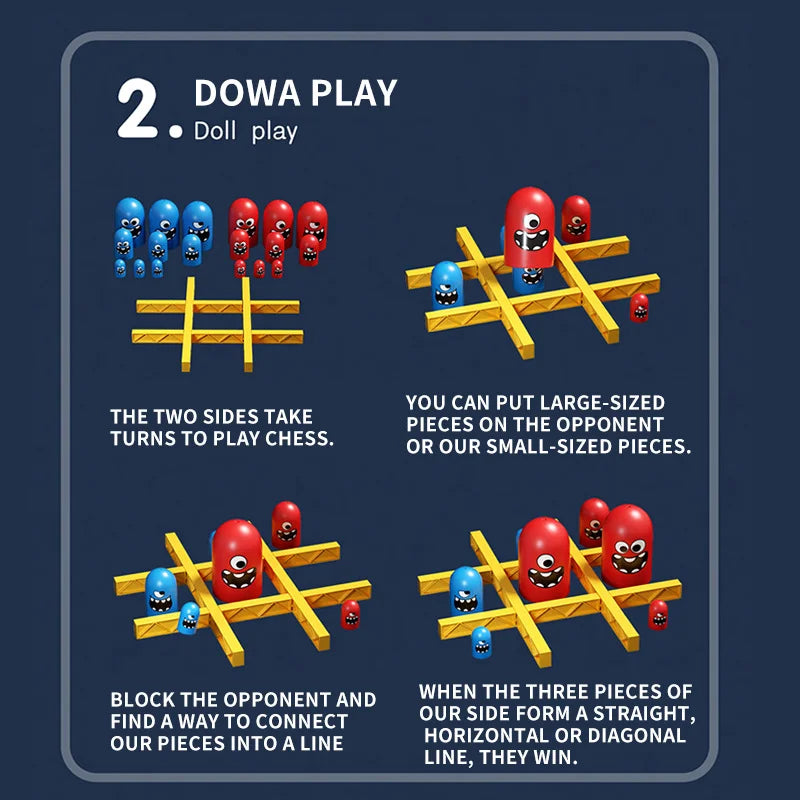 Tic Tac Toe Big Eat Small CartoonThinking Training Board Game Parent-Child Interactive Educational Toys For Kids Christmas Gifts