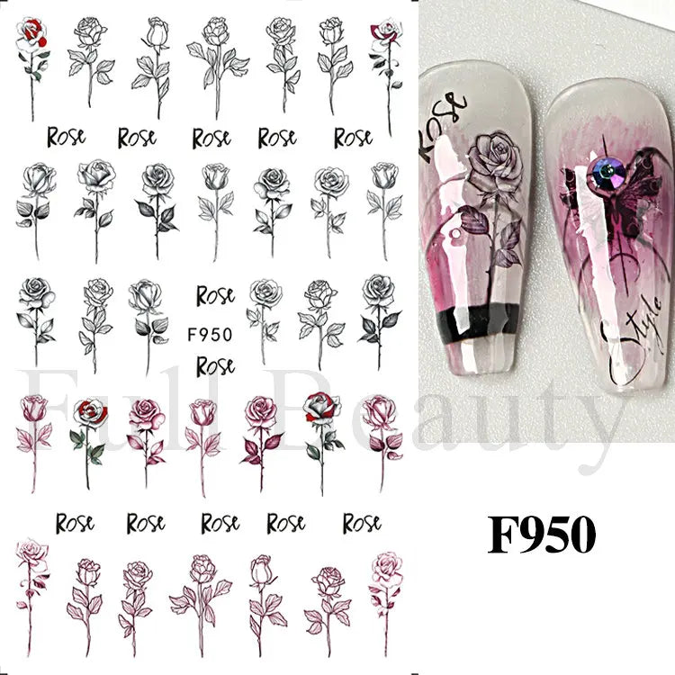 Nail Stickers Halloween Series Bat Skull Bone Ghost Pumpkin Pattern 3D Self Adhesive Decals For Nails Manicure Decoration LATH