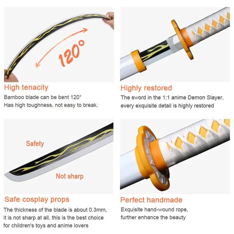80cm Demon Slayer Katana Sanemi Kyoujurou Anime Toy Sword Role-playing Weapons Halloween Gifts Original Pattern 1:1 Restoration