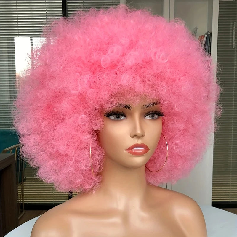 70s Afro Punk Rock Wig - Synthetic Curls, Fashion Design, Great Halloween Cosplay Wigs for Men and Women