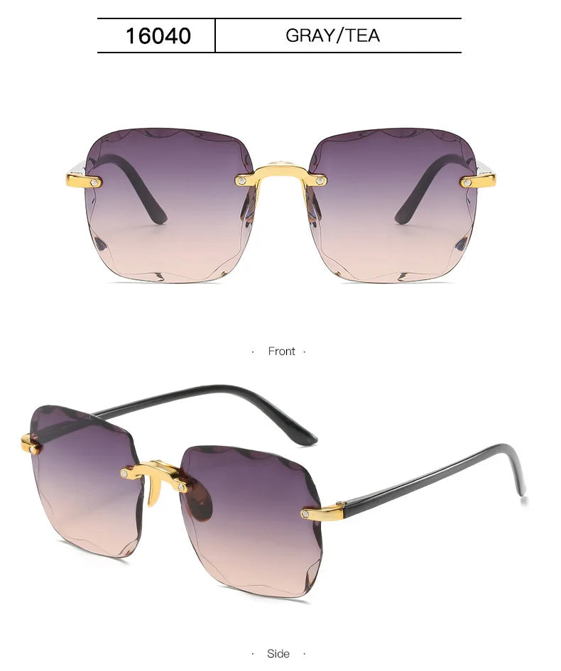 2023 New Rimless Women's Sunglasses Fashion Gradient Lenses Sun glasses Lady Vintage Alloy Legs Classic Designer Shades UV400