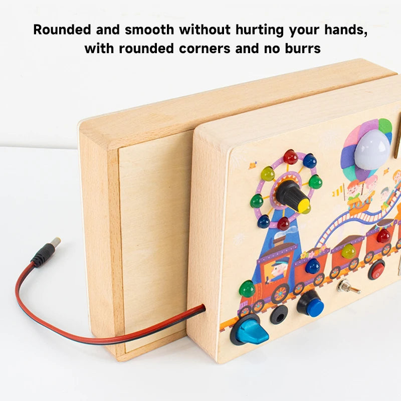 Montessori LED Busy Board Sensory Toys Children Early Education Colour Switch Cognize Toys Recognize Shapes  Objects Toys Gifts