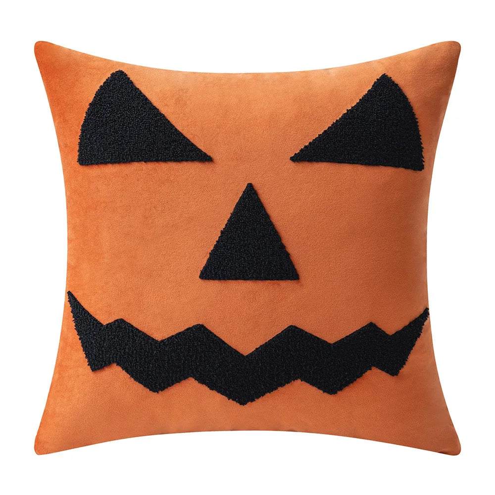 30x50/45x45cm Halloween Embroidery Pillowcase Home Holiday Decoration Sofa Pillow Cover Living Room Plush Orange Cushion Covers