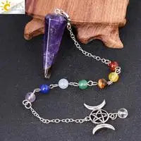 Healing Spiritual Crystal Pendulum Reiki Natural Stone Pendant Cone Penulum Pendulos for Dowsing Divination Healing Jewelry S962