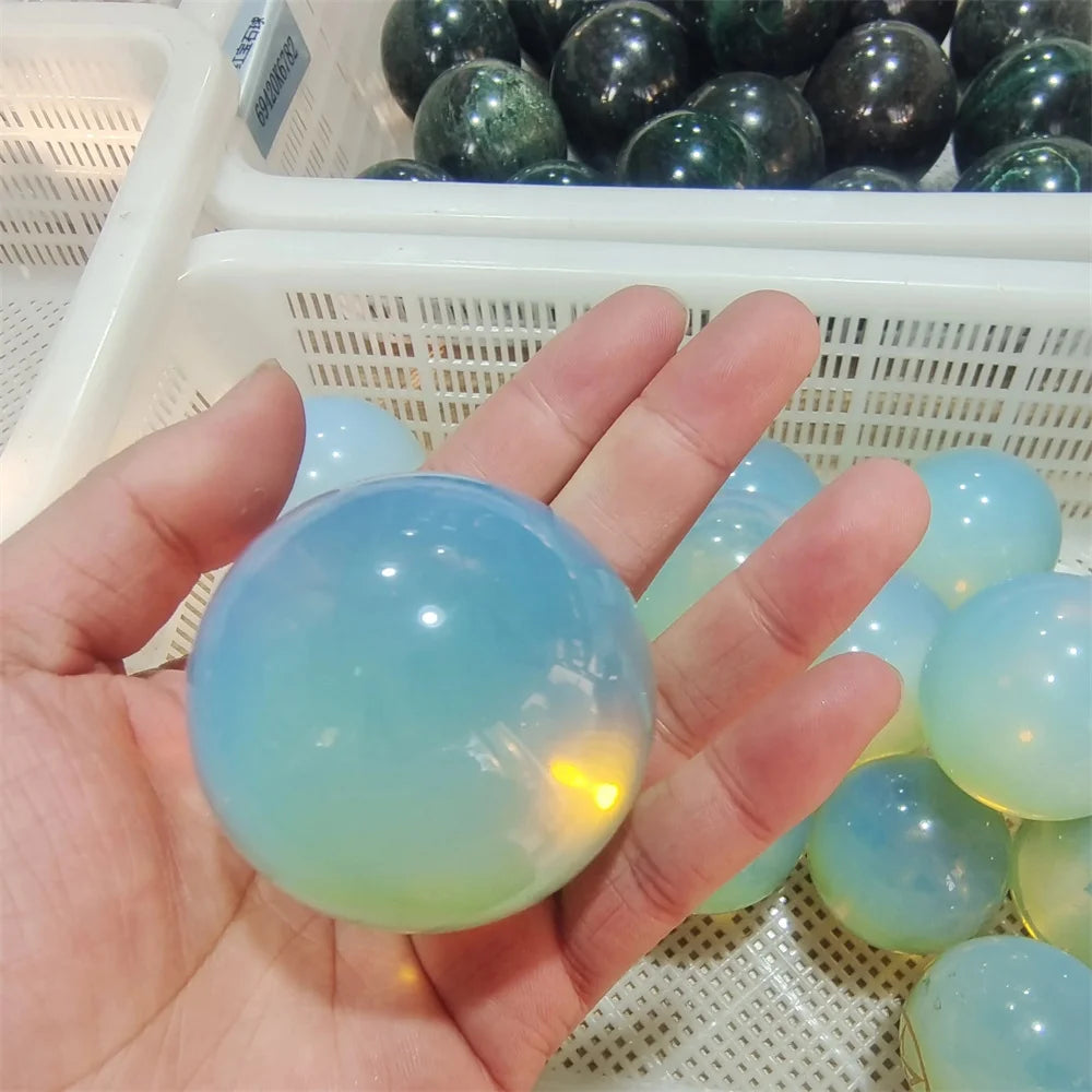 Natural White Opal Crystal Sphere Ball Energy Stone Healing Sphere Decor Meditation Spiritual Healing
