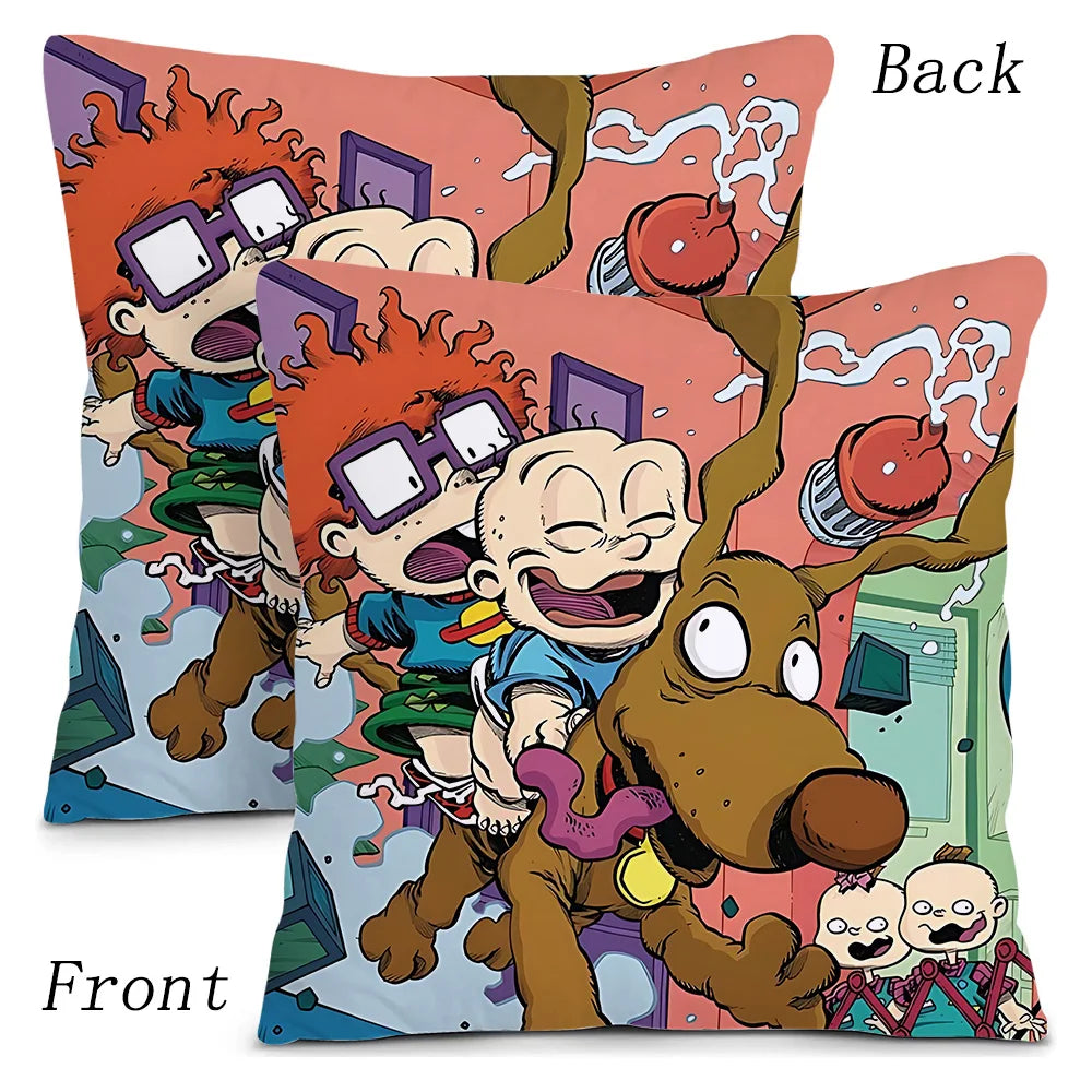 Cartoon Funny R-Rugrats Pillow Covers Cartoon Sofa Decorative Home Double-sided Printing Short Plush Cute Cushion Cover