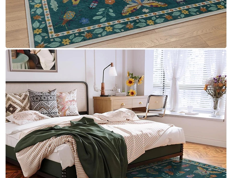 Rug for Living Room Carpet Large Size Bedroom Bedside Floor Mat Green Insect Carpets Tropical Rainforest Home Decoration Rugs