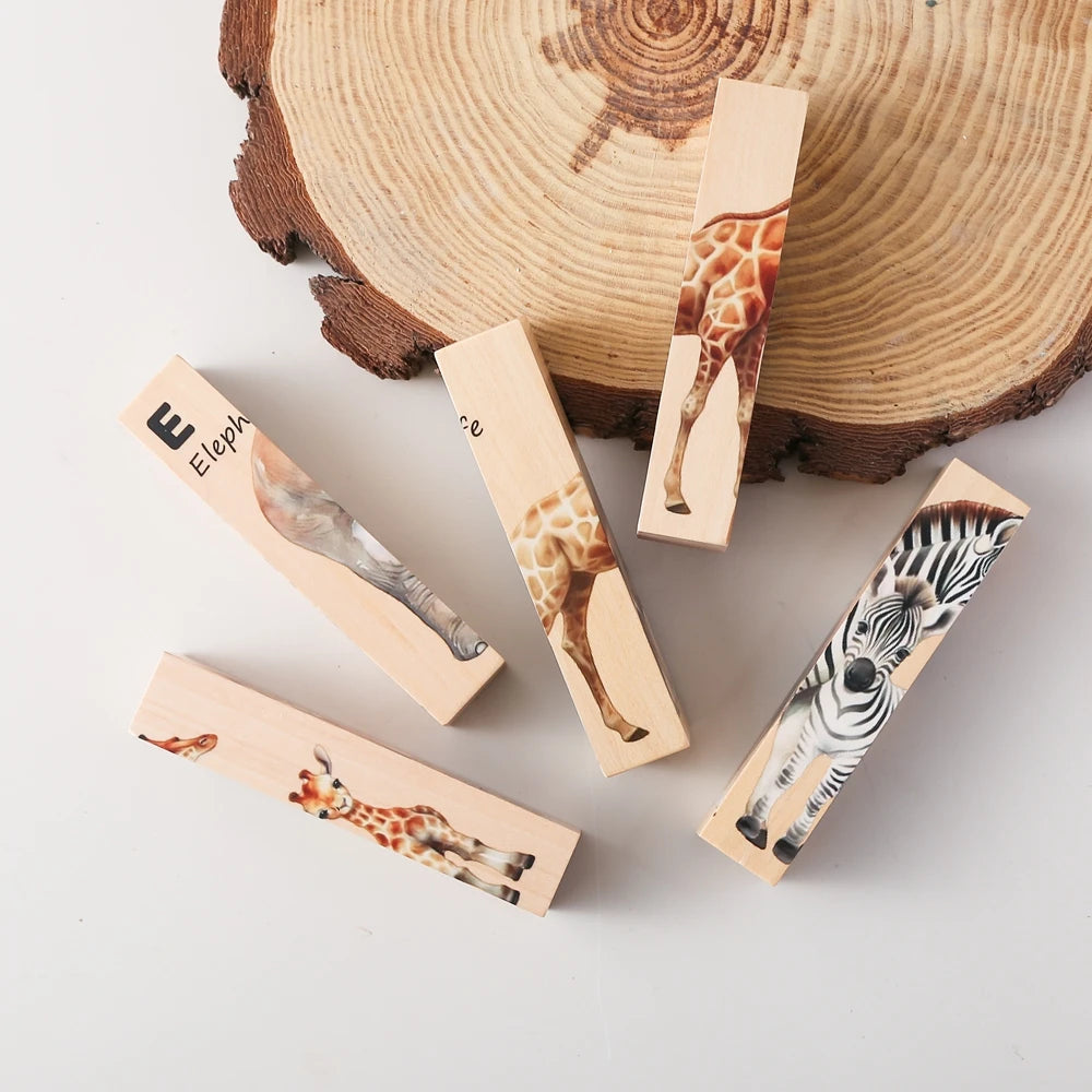 Wooden Block Baby Toys Wooden Children's Educational Toys Animal Matching Puzzle toddler Toys 3 Year Old Game Baby Games 2 Years