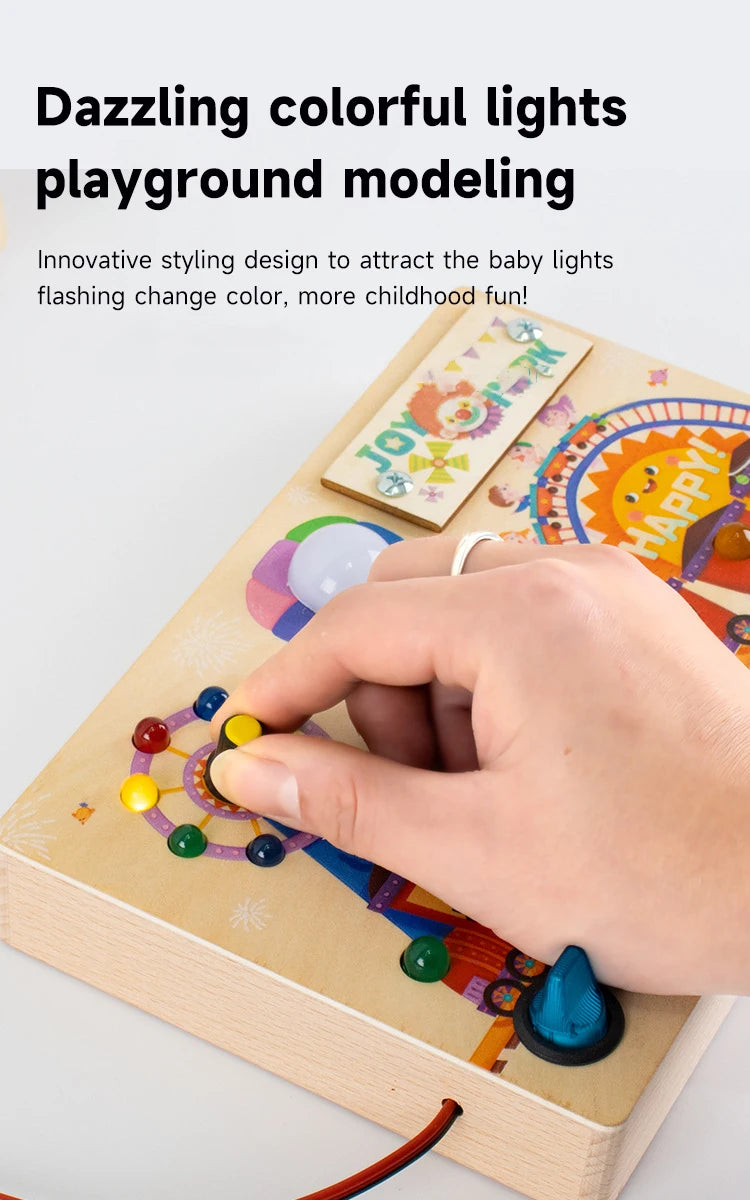 Montessori LED Busy Board Sensory Toys Children Early Education Colour Switch Cognize Toys Recognize Shapes  Objects Toys Gifts