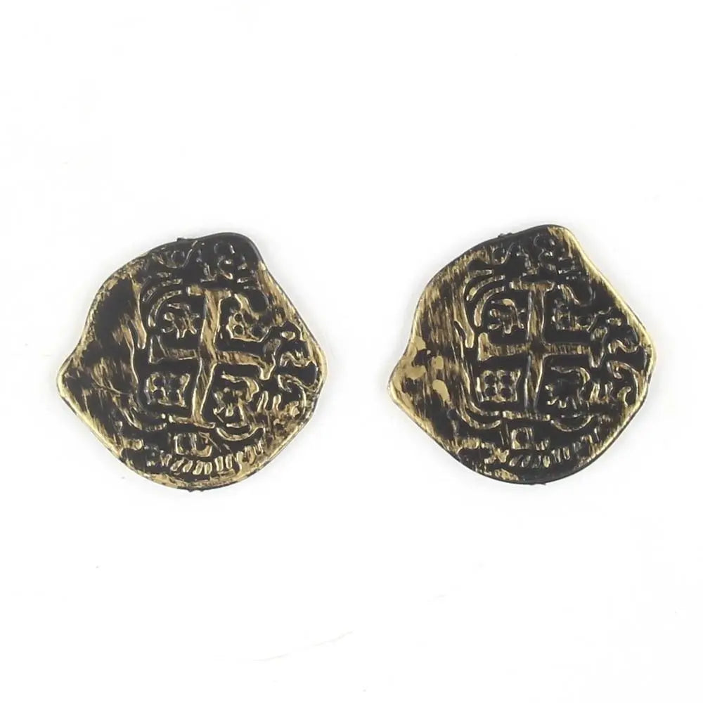 100PCS Gold Silver Halloween Pirate Treasure Coins Festival Ornament 3.7*3.5cm Toy Coins Party Supplies Photo Props