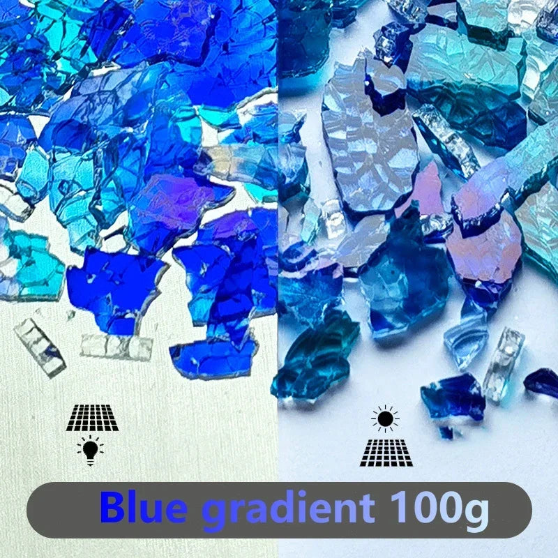 Colorful Ice Crack Fragments Crystal Mosaic DIY Creative Handmade Mosaic Art Colored Tempered Glass Transparent Particles 100g