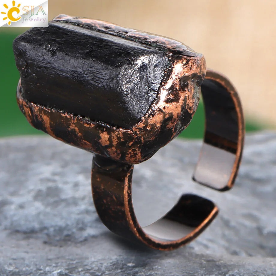 Healing Gem Stone Crystal Band Rings for Men Natural Pink Stone Quartz Red Agates Jaspers Dainty Finger Ring Women Jewelry H474