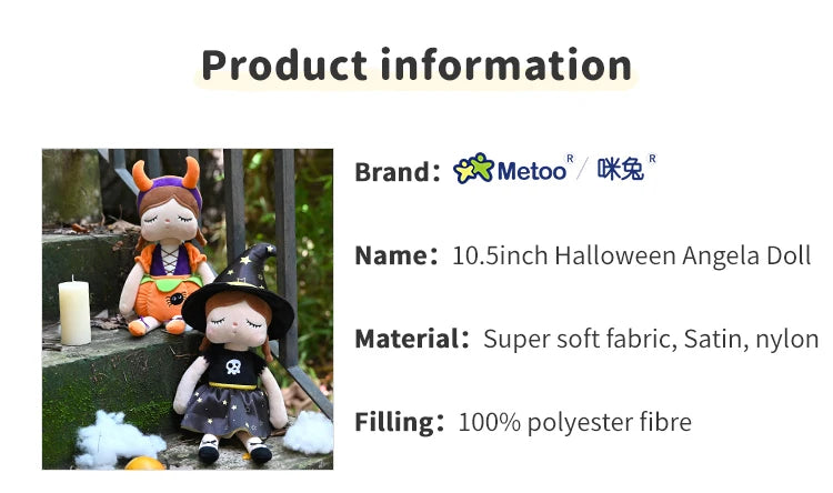 Halloween Decoration Black Magic Witch Plush Toy Soft Stuffed Dolls For Kids Girls Boneca Metoo Original