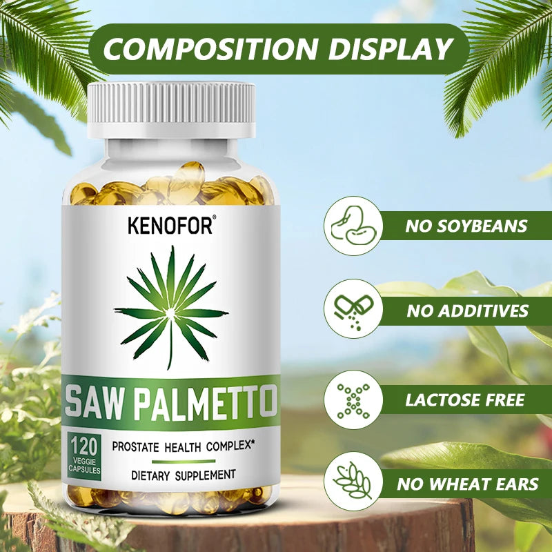 Saw Palmetto Capsules - Prostate Health, Hair Growth, Men's Health, Urinary Tract Health, Improved Frequent Urination for Men's
