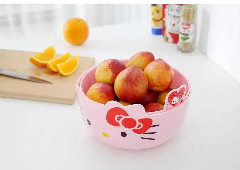 Hello Kitty Fruit Tray Vegetable Basket  Household Use Double Kitchen Storage Basketful Convenient Fruit Dish Kitchen Supplies