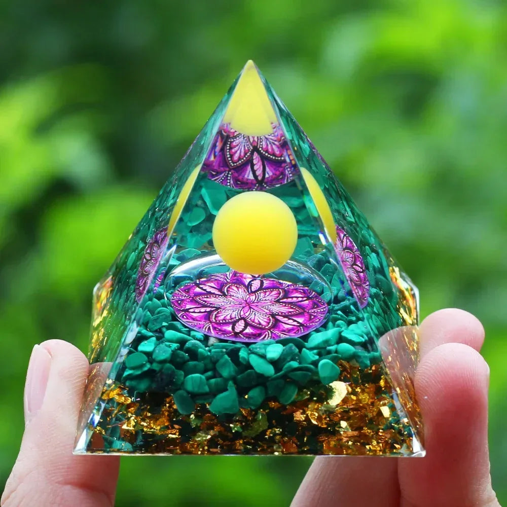 Crystals Stone Orgone Pyramid Energy Generator Natural Amethyst Peridot Reiki Chakra Meditation Tool Room Decor Christmas Gifts