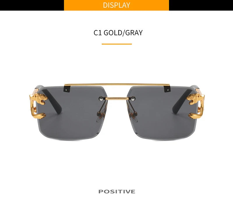 American Luxury Brand Frameless Rectangular Sun Glasses for Women Men Classic Retro High-Quality Vacation Sunglasses Anti-UV400