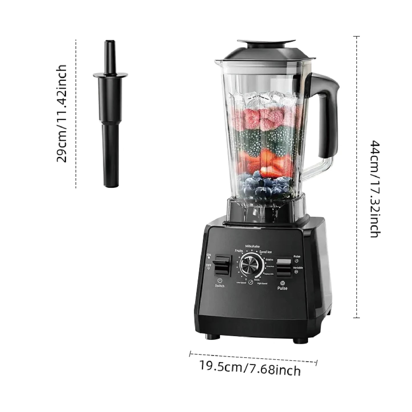 2000W Heavy Duty Commercial Blender Stationary Mixer Ice Smoothies Appliances for Kitchen Professional High Power Food Processor