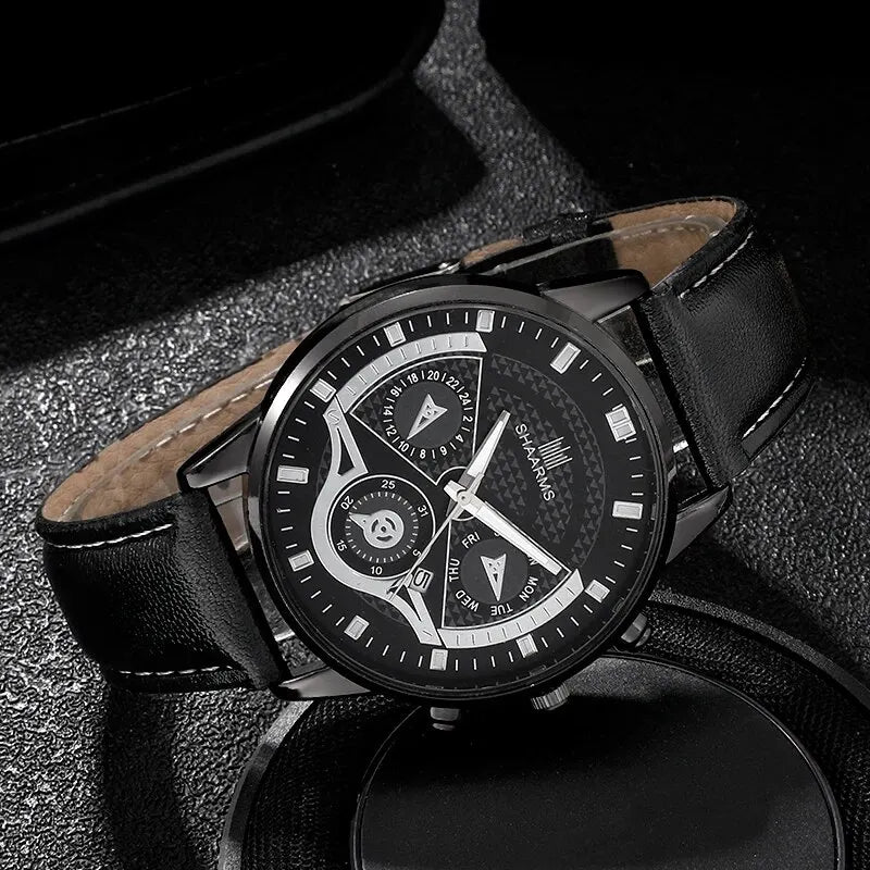 3PCS Set Men Watch Minimalist Men's Fashion Ultra Thin Watches Simple Men Business Leather Quartz Wristwatch Relogio Masculino