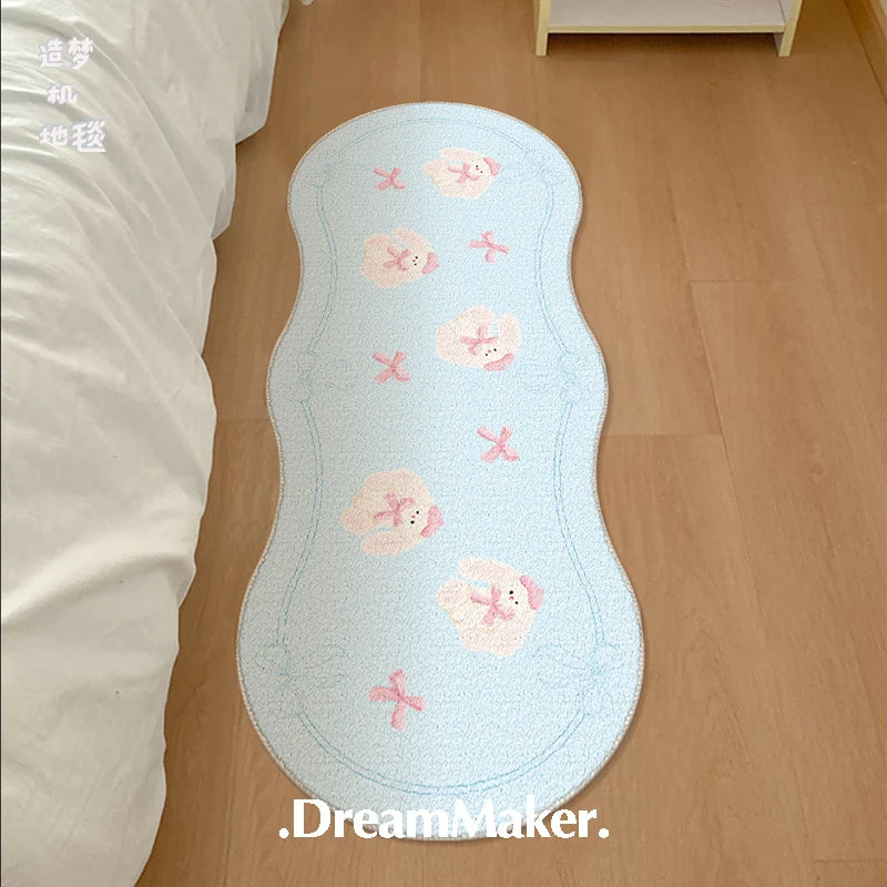 VIKAMA Cream Style Bedroom Bedside Rugs Teenage Room Bedside Rugs Floating Window Mat Mirror Front Rugs Home Decoration