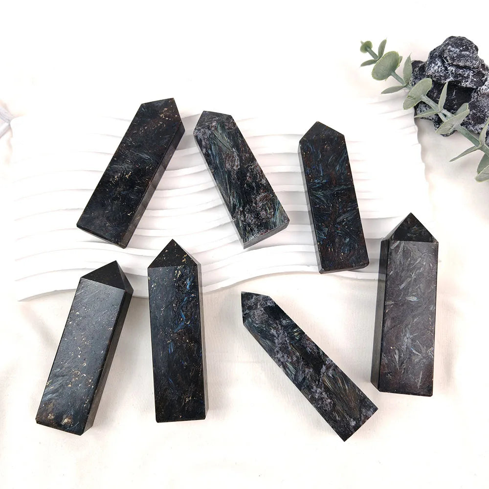 Astrophyllite Tetrahedron Natural Crystal Polishing Craft Crystal Shining Gemstone Meditation Energy Home Decoration Ornament