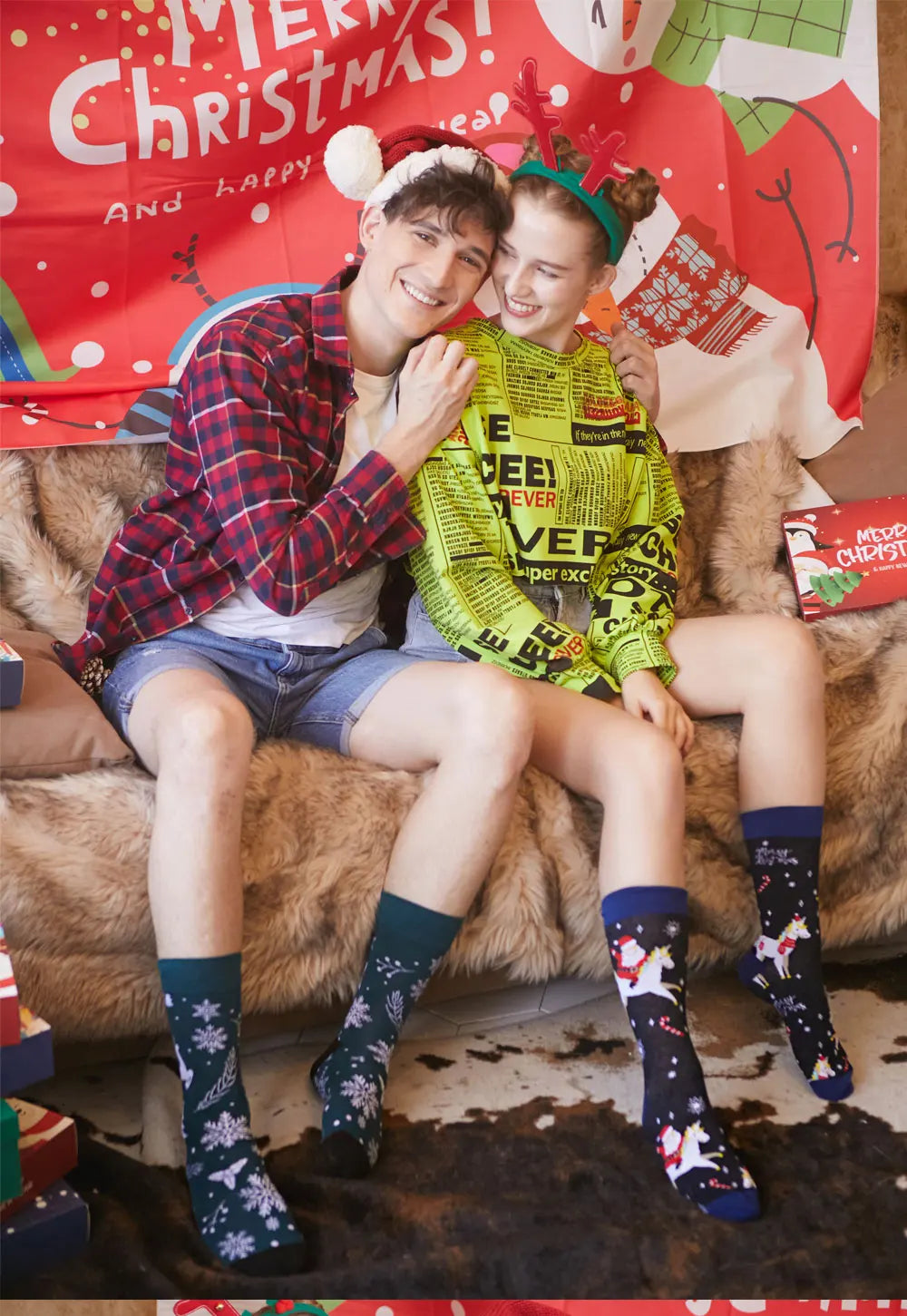 Men Women Socks Lover Christmas Halloween Celebrate Santa Elk Gift Party Biscuits Snow Happy Funny Tide Cotton Socks EU38-46