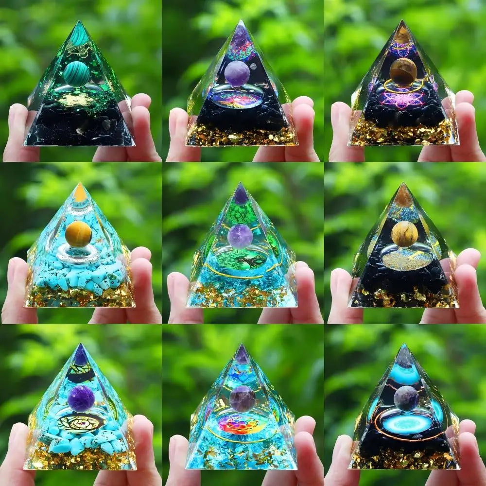 Crystals Stone Orgone Pyramid Energy Generator Natural Amethyst Peridot Reiki Chakra Meditation Tool Room Decor Christmas Gifts