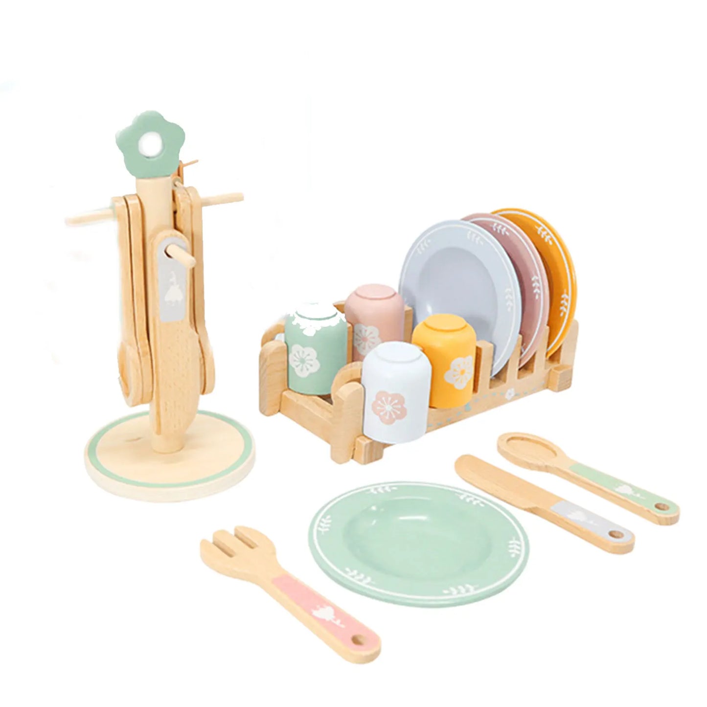 Wooden Toys Play House Tableware Sets for Kids Kitchen Role Play Montessori Play Plates Dishes Play Kitchen Accessories Gifts
