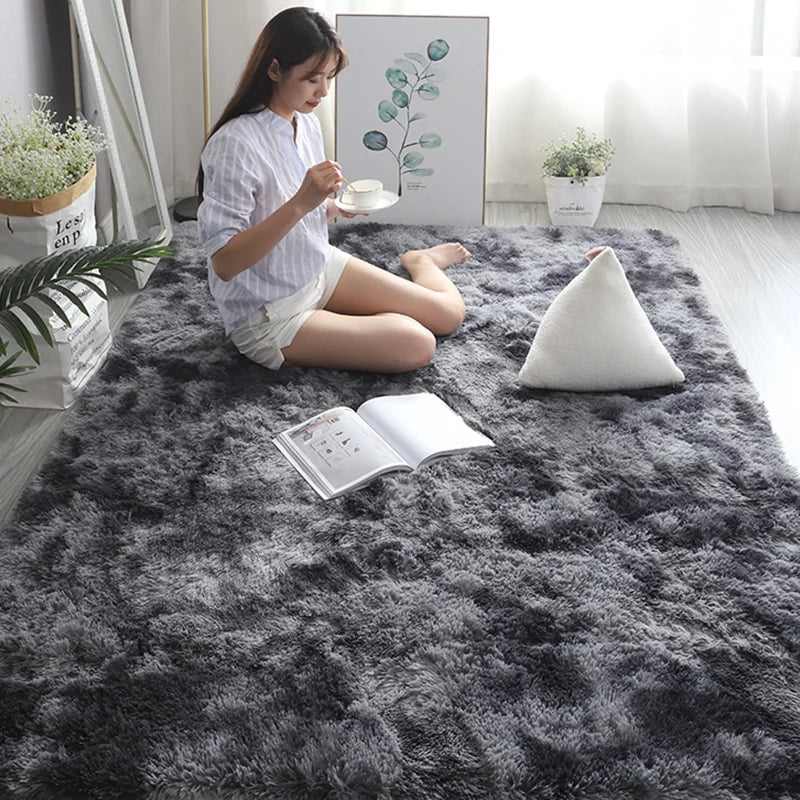 Nordic Furry Rug Bedroom Carpet Living  Room Modern Decoration Hairy Carpets Large Size Black Gray Pink Beige Non Slip Mat