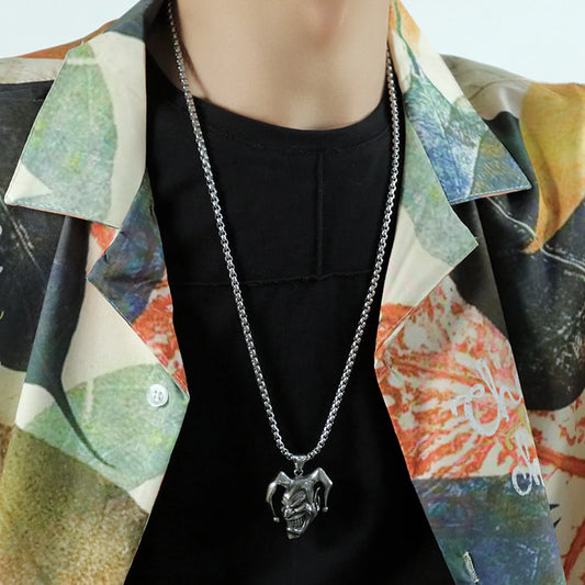 Silver Color Joker Pendant Necklace For Women Men Vintage Fashion Stainless Steel Chain Hip Hop Rock Neck Jewelry Boy Gifts