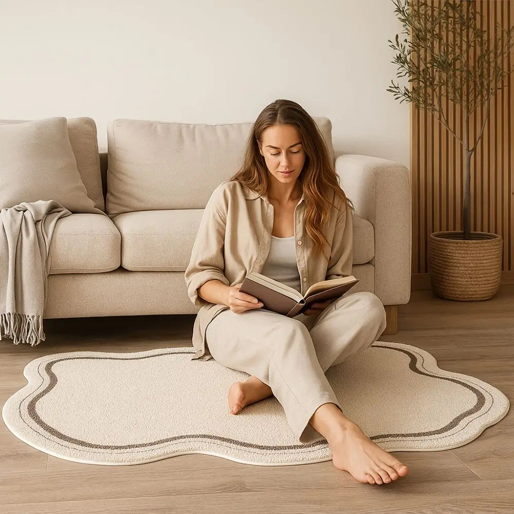 Comfortable Cream Style Bedroom Rug Soft Absorbent Bedside Carpet Minimalist Non-Slip Area Rugs Bedroom